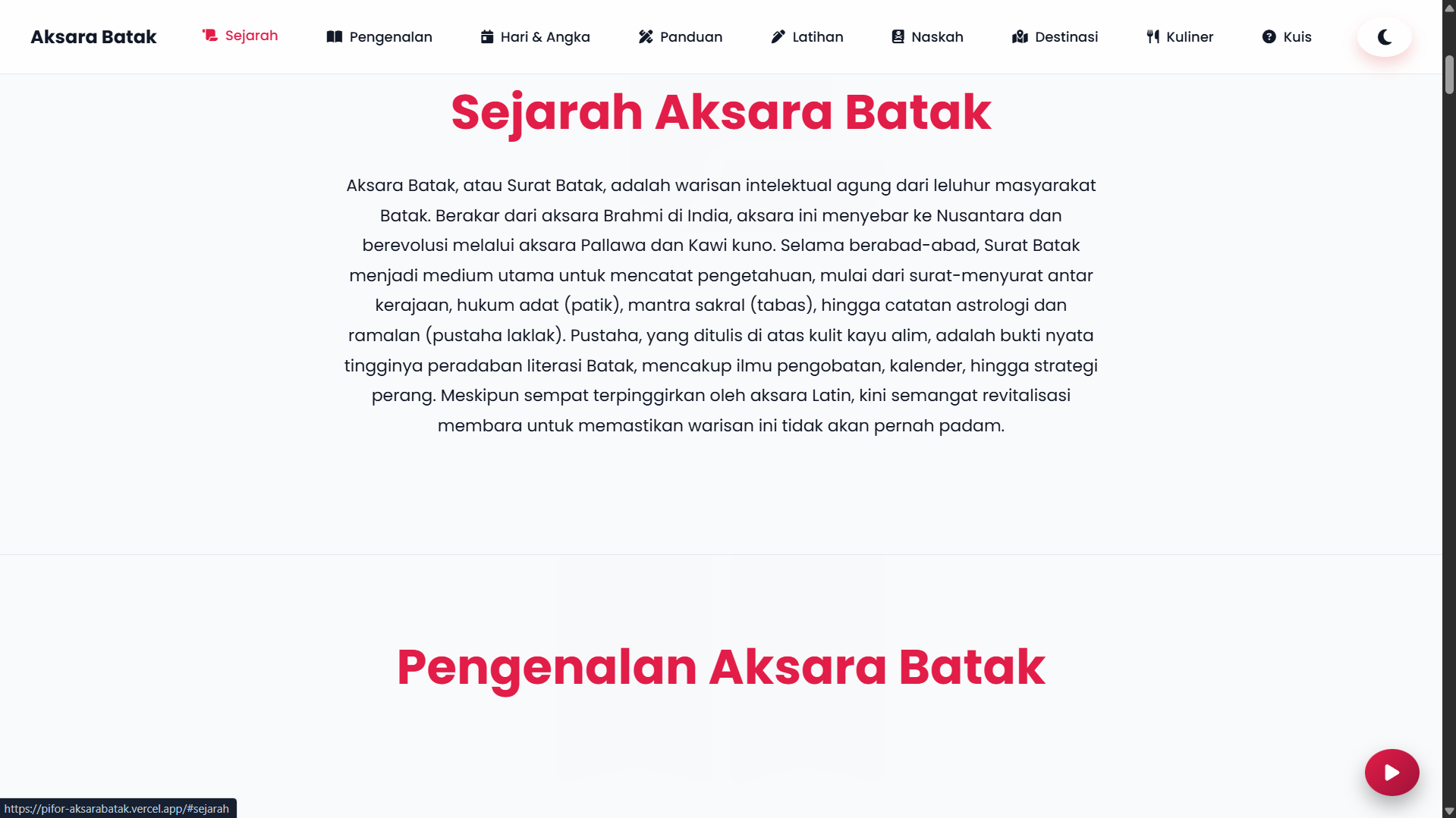 Website Aksara Batak