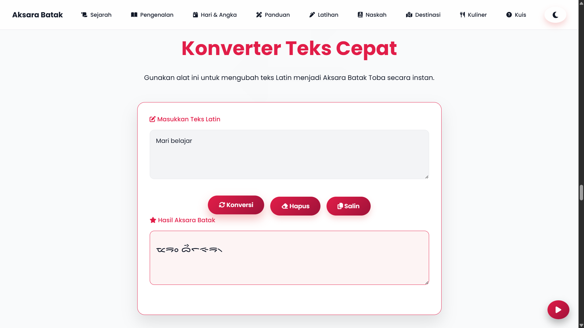 Website Aksara Batak